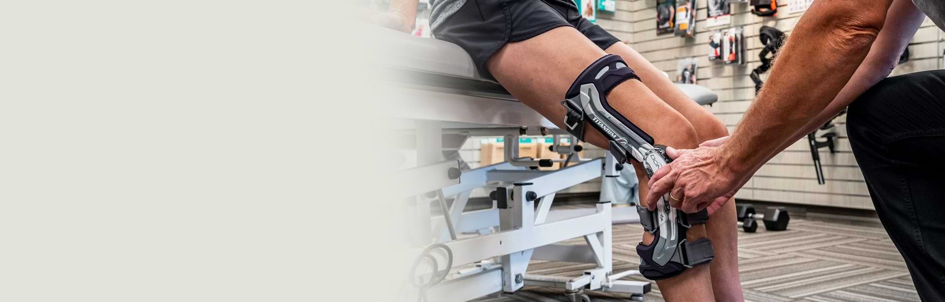 Physiotherapist Fixing Knee Braces | Dundas University Health Clinic